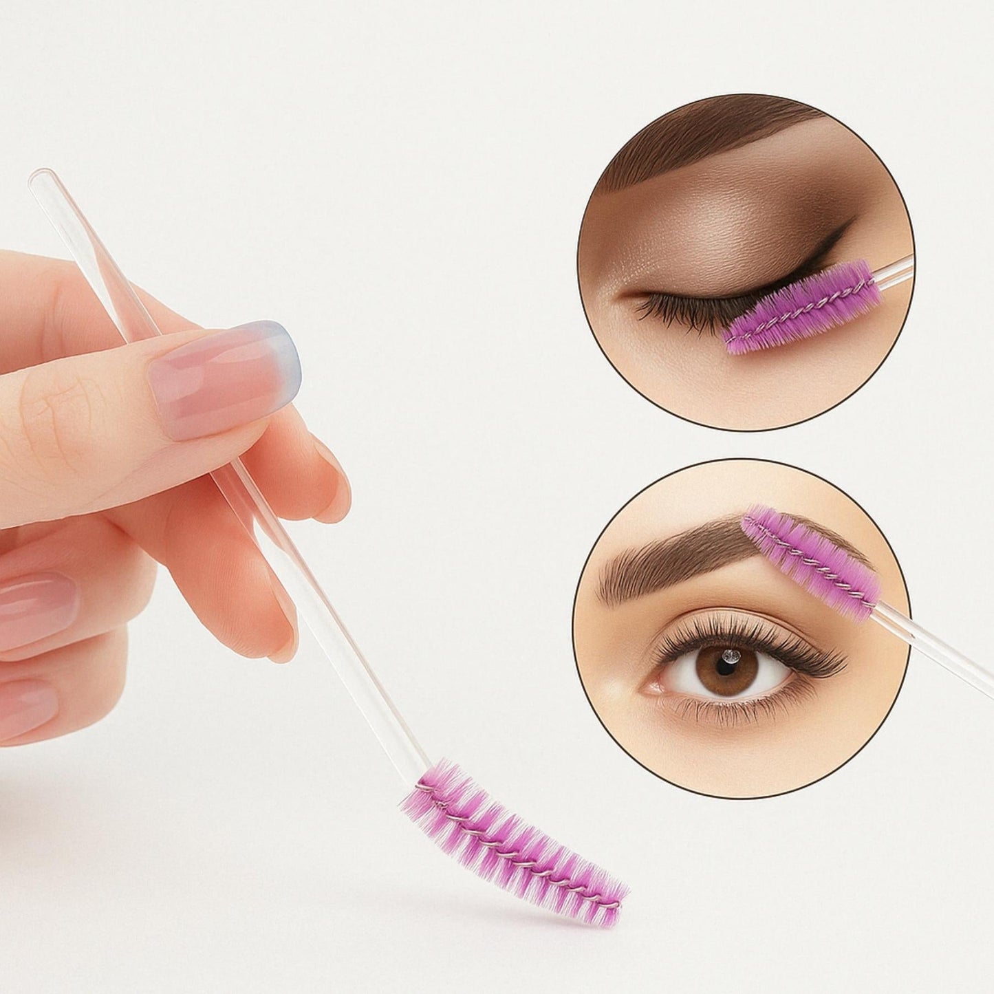 Lot de 50 Goupillons Sourcils BrowLuxe,  Brosse de Précision Jetable